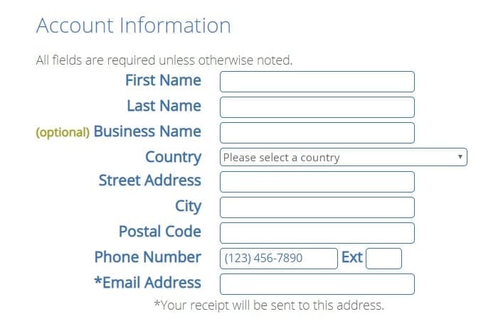 Bluehost Account Information