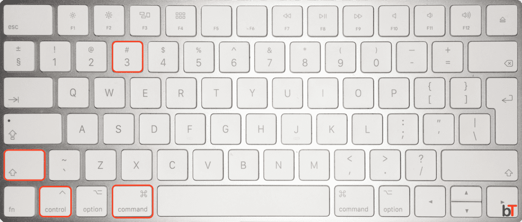 Mac Print Screen Combination: Command ⌘ + Control + Shift + 3