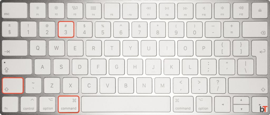 Mac Print Screen Combination: Command ⌘ + Shift + 3