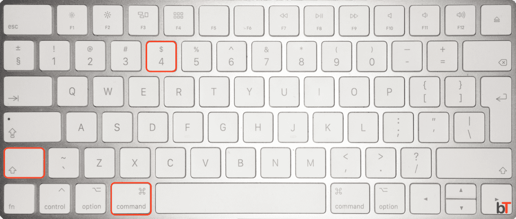 Mac Print Screen Combination: Command ⌘ + Shift + 4 + Drag with mouse