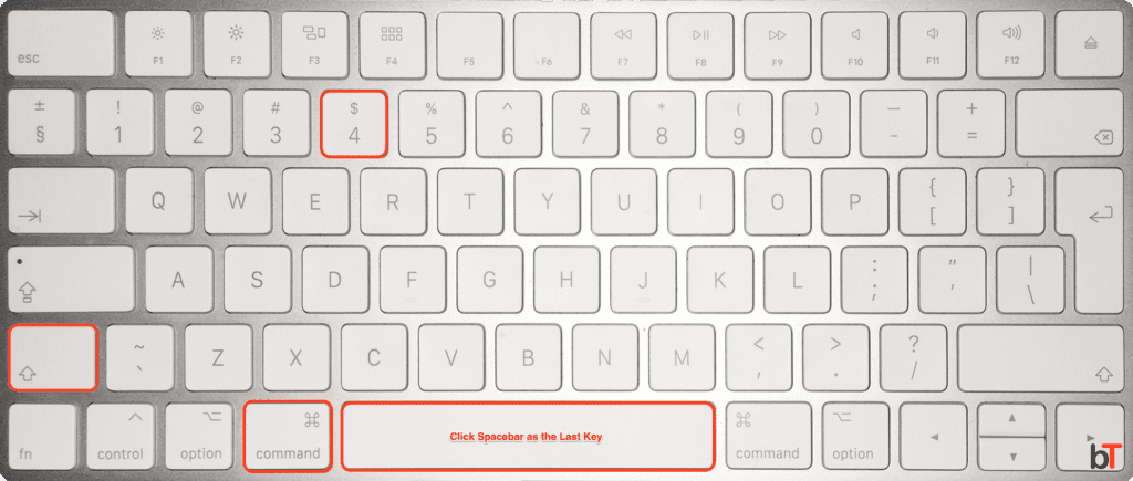 Mac Print Screen Combination: Command ⌘ + Shift + 4 + Space Bar + Mouse Click