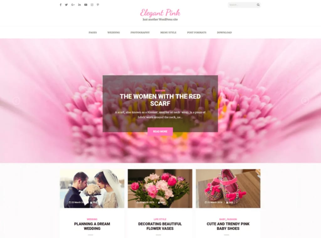 Elegant Pink WordPress Theme Mommy Blogger