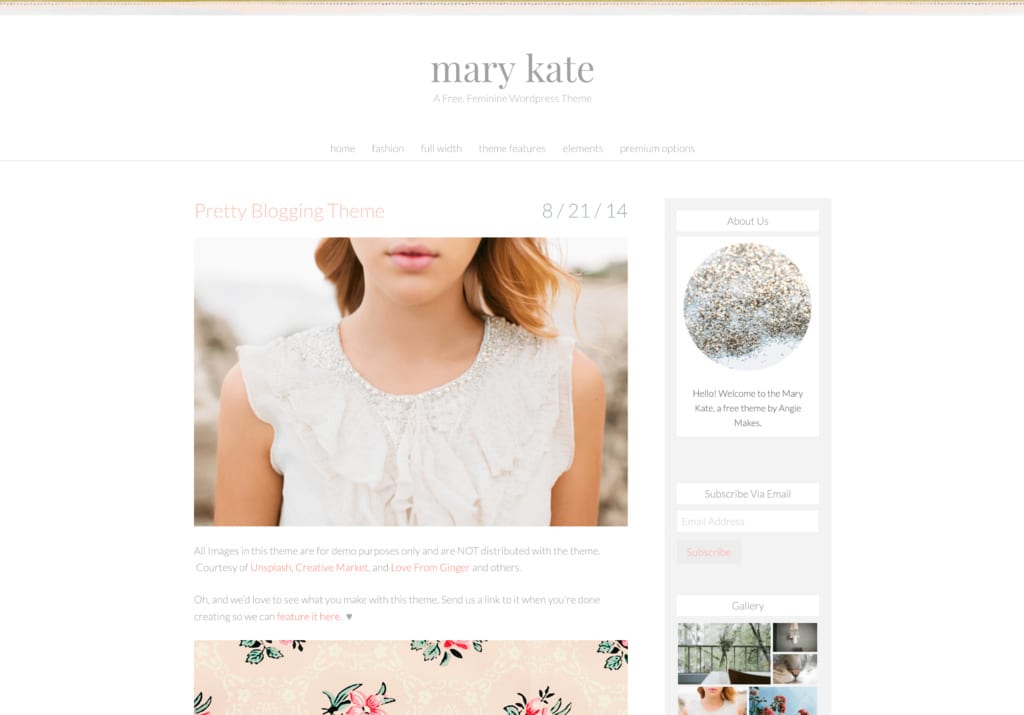 Mary Kate WordPress Theme Mommy Blogger