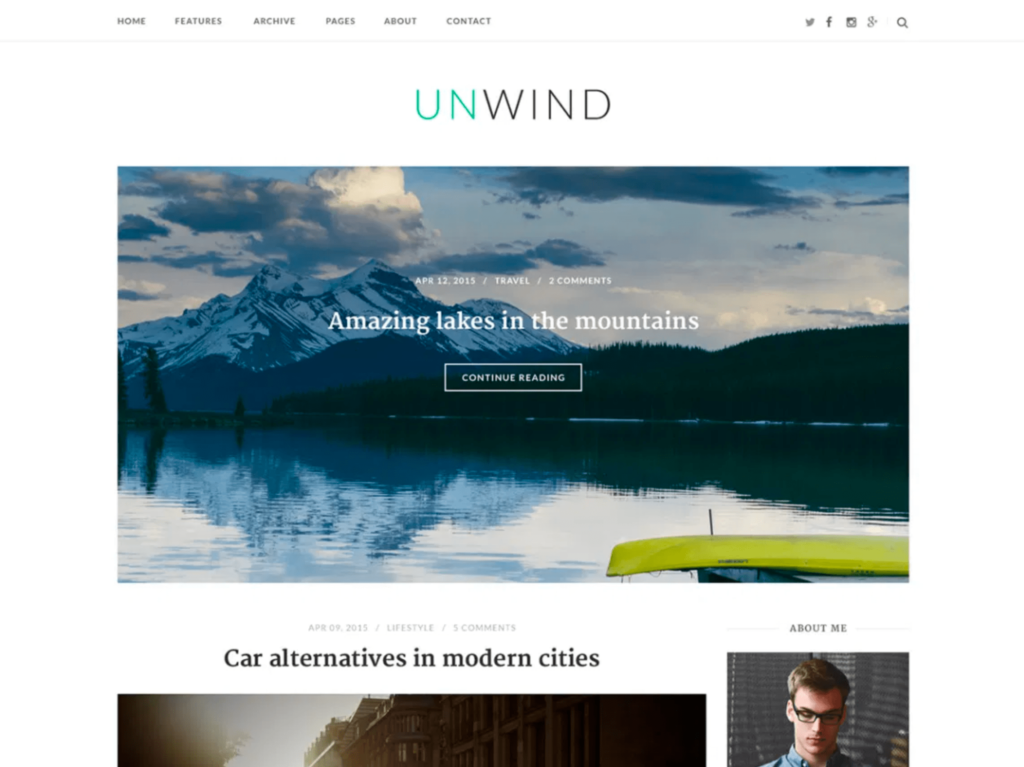 Unwind WordPress Theme Mommy Blogger
